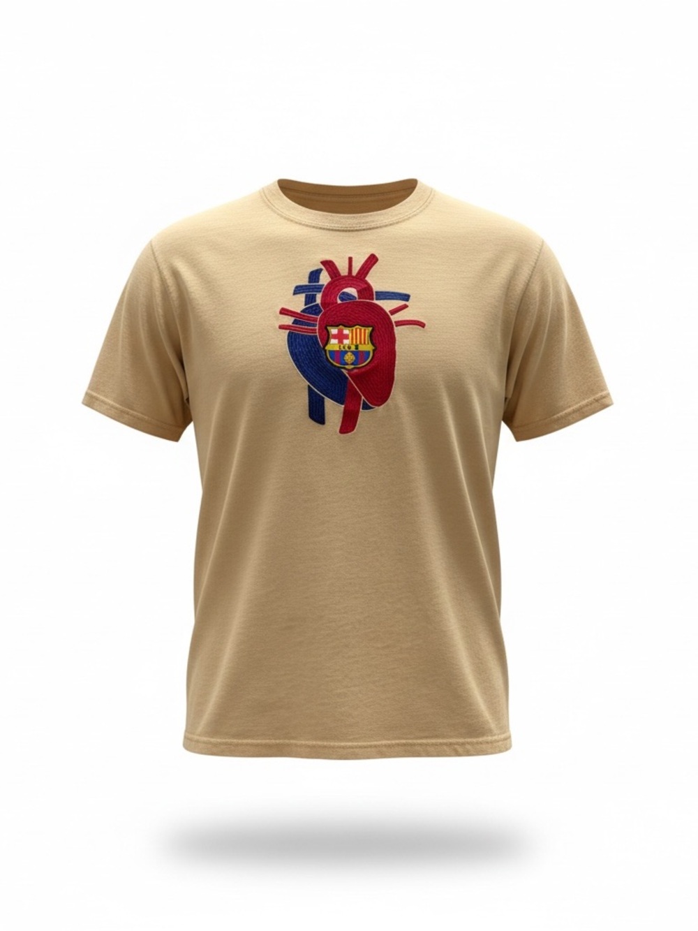 Nike Beige Short Sleeve Tee with Barcolena‎ soccer patts culers del mon